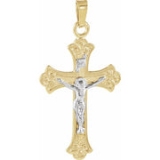 14K Yellow/White 27.75x17 mm Crucifix Pendant