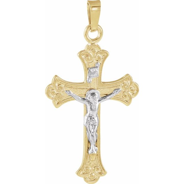 14K Yellow/White 27.75x17 mm Crucifix Pendant