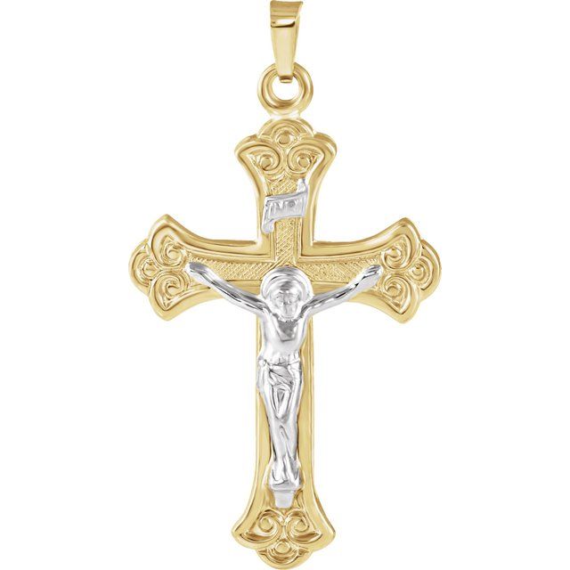 14K Yellow/White 32x23 mm Crucifix Pendant