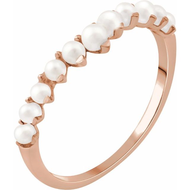 14k Rose Cultured White Freshwater Pearl Ring