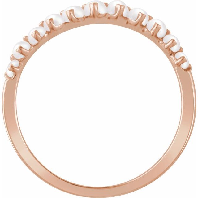 14k Rose Cultured White Freshwater Pearl Ring