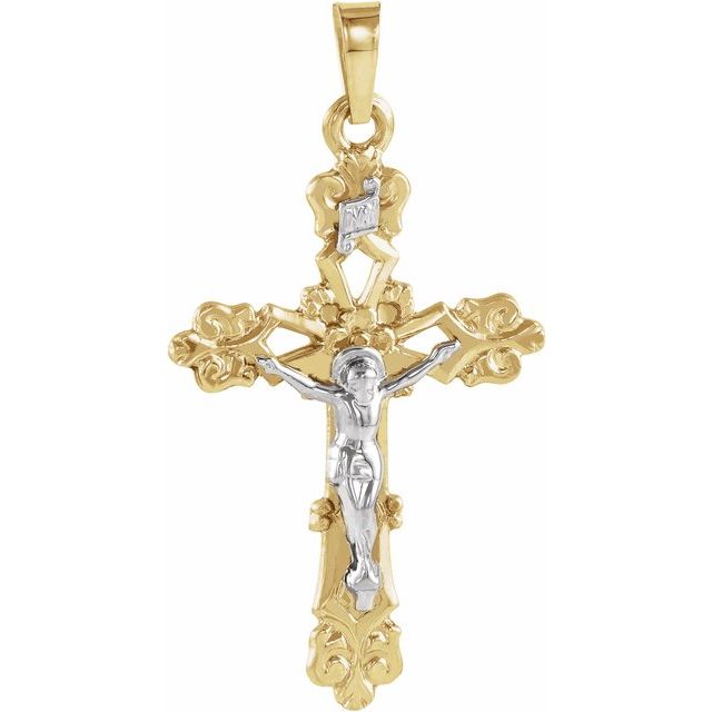 14K Yellow/White 26.5x19 mm Crucifix Pendant