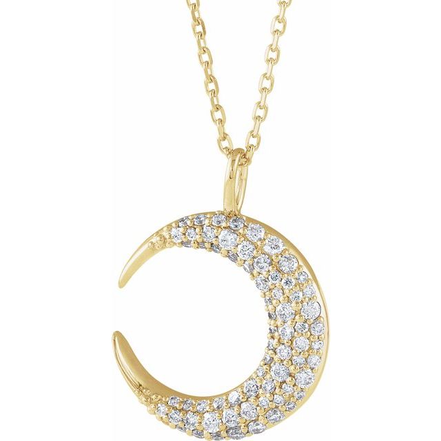 14k Yellow 1/3 Ctw Natural Diamond Crescent Moon 16-18' Necklace