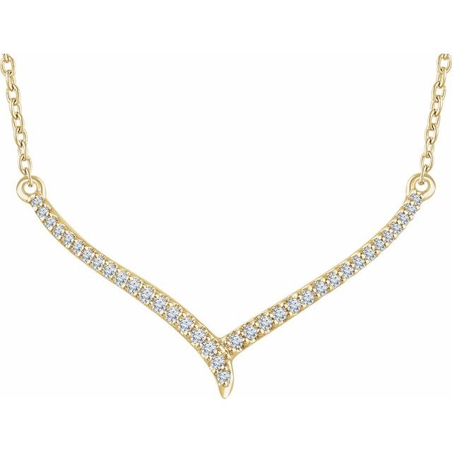 14k Yellow 1/6 Ctw Natural Diamond 16-18' V Necklace