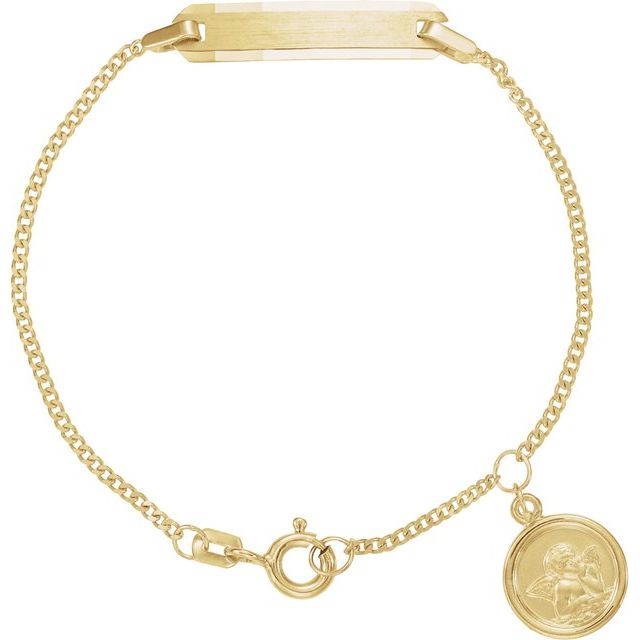 14K Yellow Youth Identification 4.5' Bracelet with Angel Charm