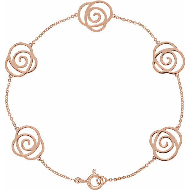14K Rose Floral Station 7' Bracelet