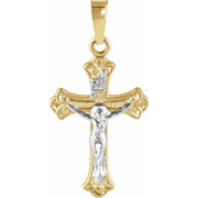14K Yellow/White 19x13 mm Crucifix Pendant