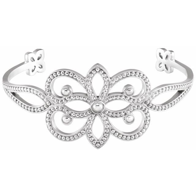 Sterling Silver Granulated Cuff 6 1/2' Bracelet