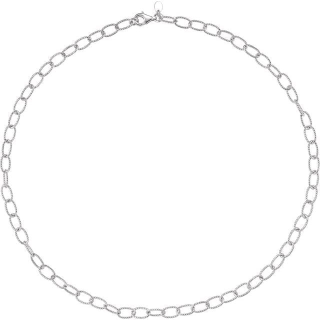 Sterling Silver 6 Mm Knurled Cable 18' Chain