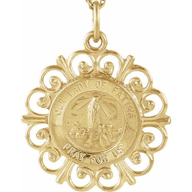 14K Yellow 18 mm Our Lady of Fatima Medal
