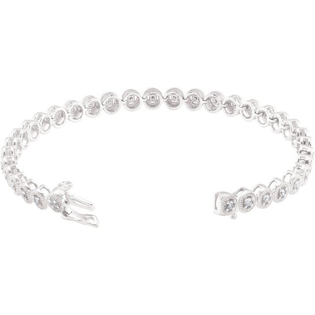 14K White 1 CTW Natural Diamond 7' Bracelet