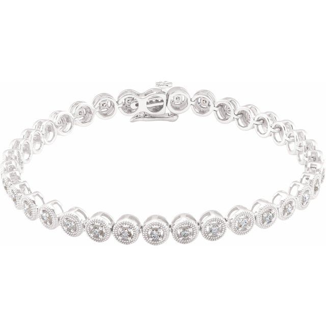 14K White 1 CTW Natural Diamond 7' Bracelet