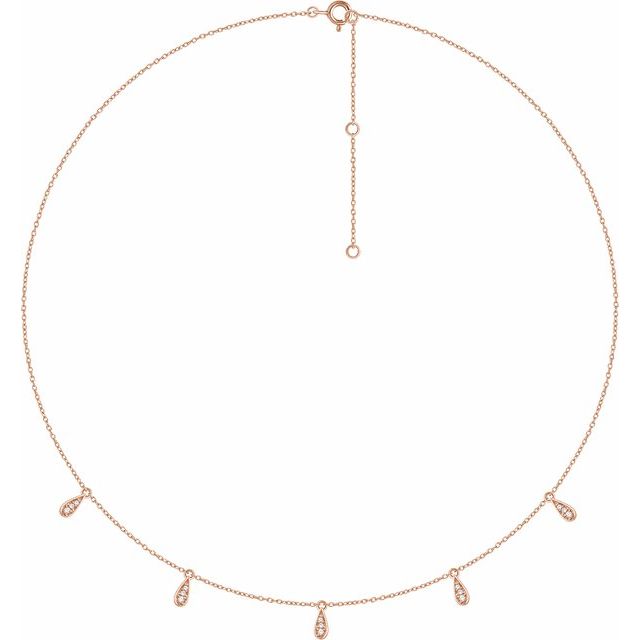 14k Rose 1/10 Ctw Natural Diamond 5-station 16-18' Necklace