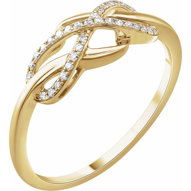 14k Yellow 1/10 Ctw Natural Diamond Infinity-inspired Ring