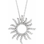 14K White 1/3 CTW Natural Diamond Sun 16' Necklace
