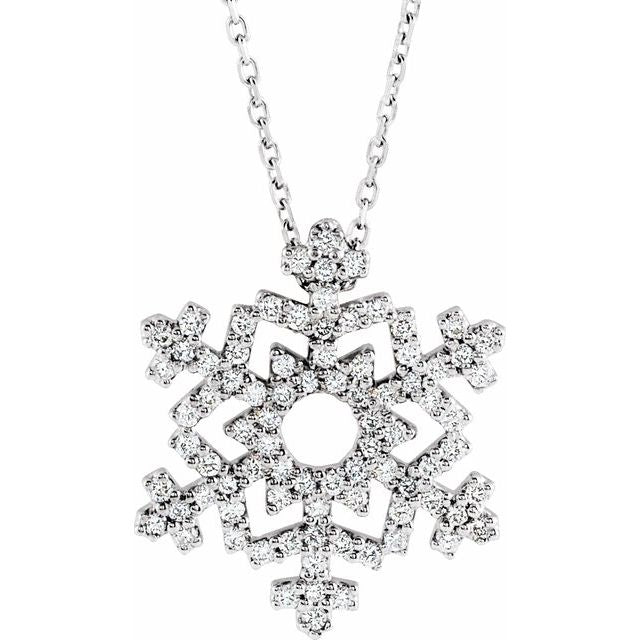 14K White 1/3 CTW Natural Diamond Snowflake 16' Necklace