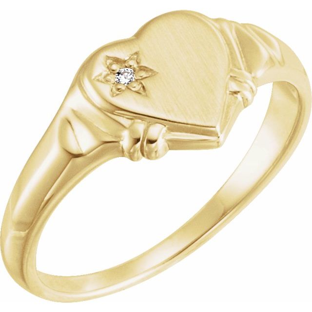 14K Yellow .01 CT Natural Diamond Heart Ring