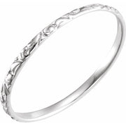 14K White Etched Ring