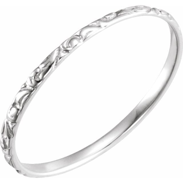 14K White Etched Ring