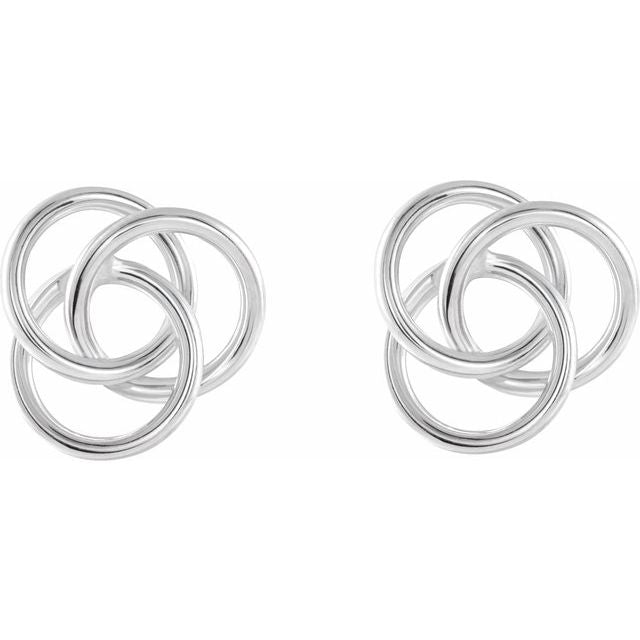 14K White Knot Earrings