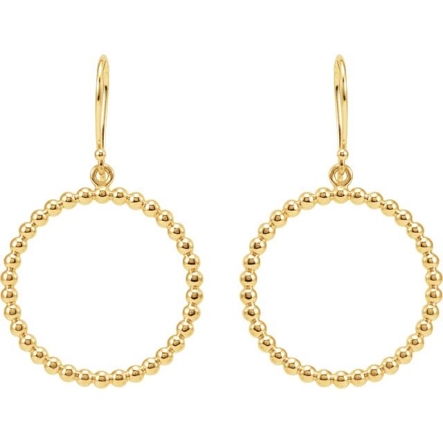 14K Yellow Beaded Circle Earrings