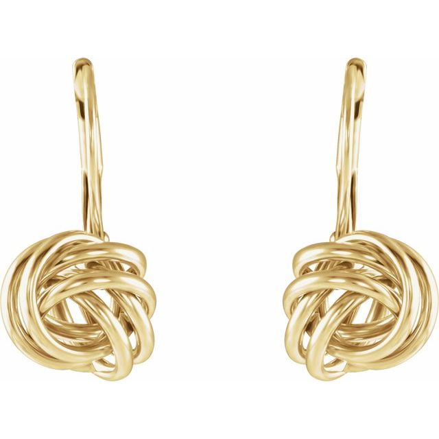 14k Yellow Lever Back Knot Earrings