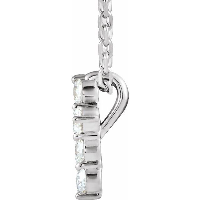 14K White 1/6 CTW Lab-Grown Diamond Cross 16-18' Necklace