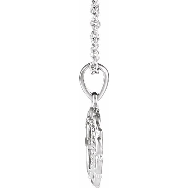 Sterling Silver Youth Heart With Cross 16-18' Necklace