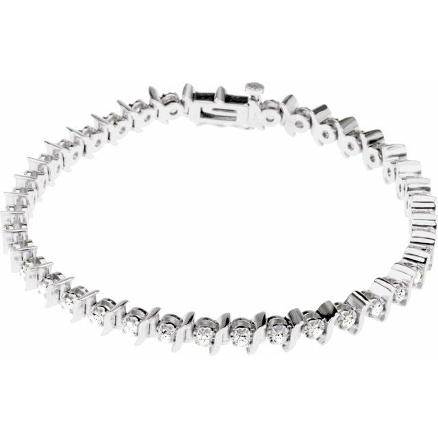 14K White 1 1/2 CTW Natural Diamond Line 7 1/4' Bracelet