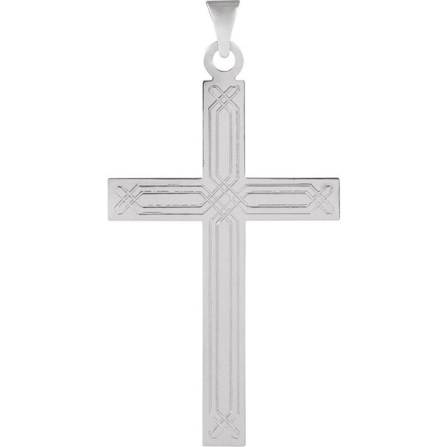 14K White Geometric Cross Pendant