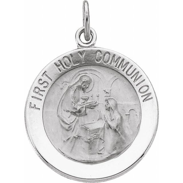Sterling Silver 18 mm First Communion Medal