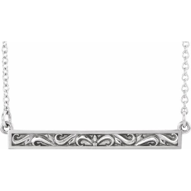 Sterling Silver Sculptural Bar 16-18' Necklace
