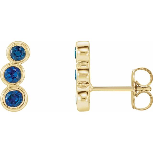 14k Yellow Natural Blue Sapphire Ear Climbers