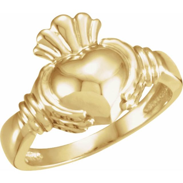 14K Yellow Claddagh Band Size 7