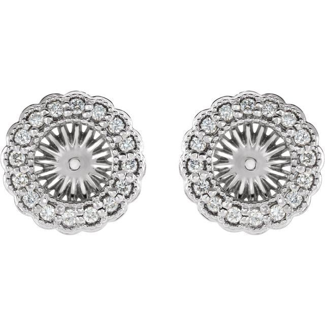 14k White 1/4 Ctw Natural Diamond Earring Jackets With 6 Mm Id