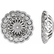 14k White 1/4 Ctw Natural Diamond Earring Jackets With 6 Mm Id