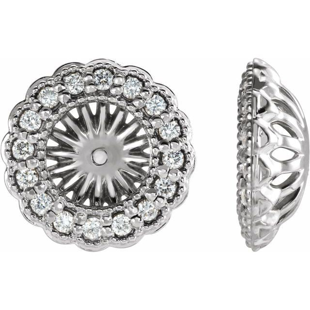 14k White 1/4 Ctw Natural Diamond Earring Jackets With 6 Mm Id