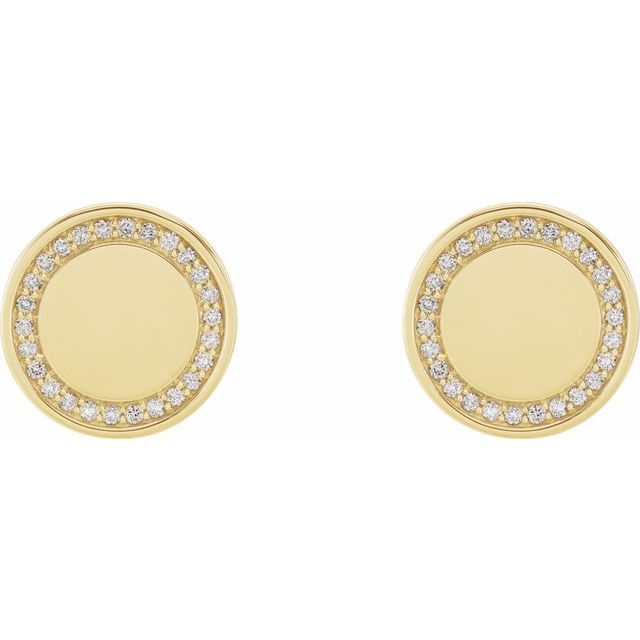 14k Yellow 1/4 Ctw Natural Diamond Engravable Earrings
