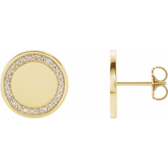 14k Yellow 1/4 Ctw Natural Diamond Engravable Earrings