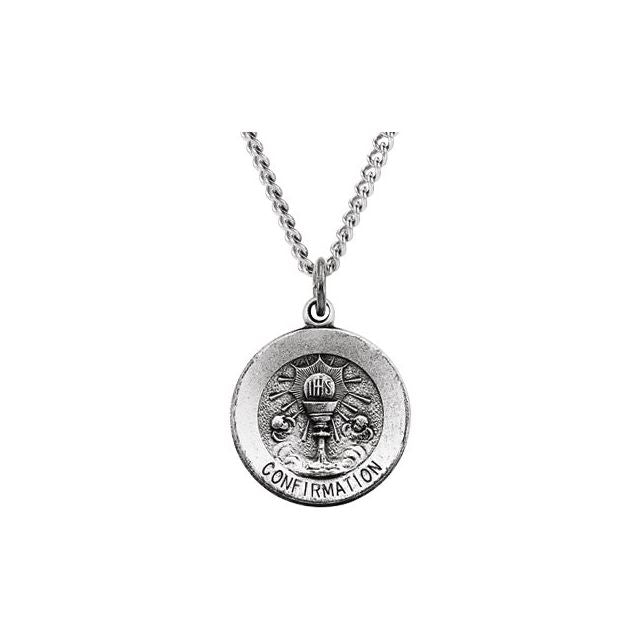 Sterling Silver 14.75 mm Round Confirmation 18' Necklace