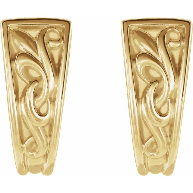 14k Yellow Vintage-inspired J-hoop Earrings