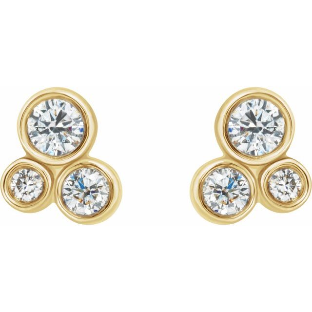 14k Yellow 1/5 Ctw Natural Diamond Geometric Cluster Earrings
