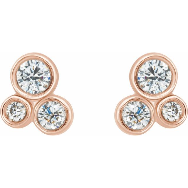 14k Rose 1/5 Ctw Natural Diamond Geometric Cluster Earrings