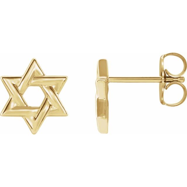 18K Yellow Star of David Earrings