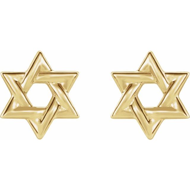 18K Yellow Star of David Earrings