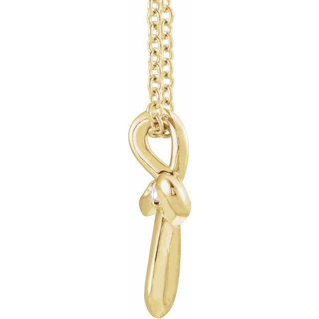 14k Yellow .015 Ctw Natural Diamond Cross 16-18' Necklace