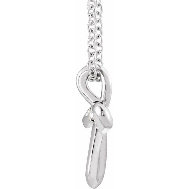 Sterling Silver .015 Ctw Natural Diamond Cross 16-18' Necklace