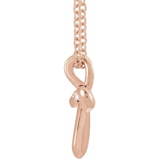 14k Rose .015 Ctw Natural Diamond Cross 16-18' Necklace