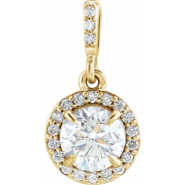 14K Yellow 9/10 CTW Lab-Grown Diamond Halo-Style Pendant