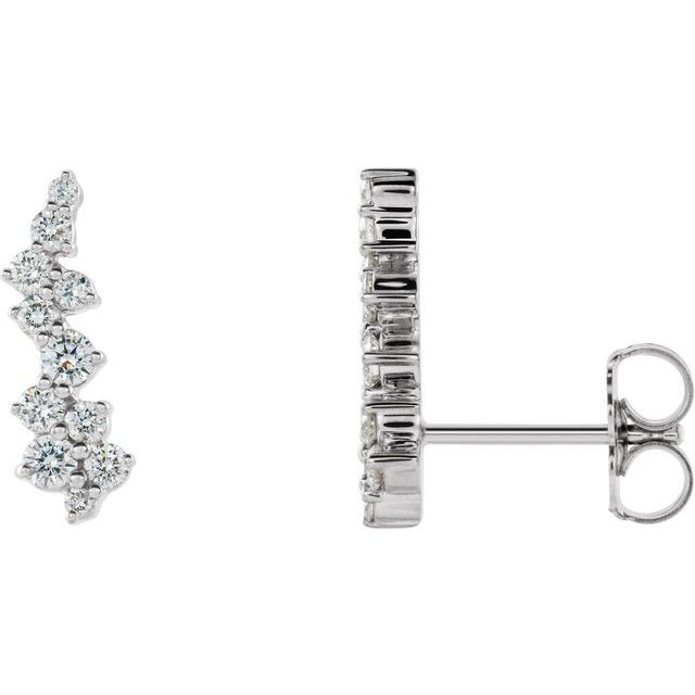14k White 1/3 Ctw Natural Diamond Ear Climbers